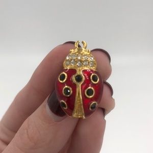 Vintage Red and Black Enamel Ladybug Brooch